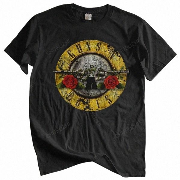 Hommes Cott T-shirt Marque d'été T-shirt Guns N Roses Bullet Logo Noir Hommes T-shirt graphique marque tee-shirt homme hauts b8sl #