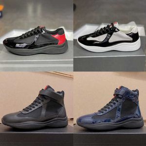 Hommes America's Cup Vélo Tissu Baskets En Cuir Verni Maille Chaussure Plate En Caoutchouc Bas Baskets Designer Sneaker Vert À Lacets Nylon Chaussures De Sport Chaussures Occasionnelles Avec Boîte NO53