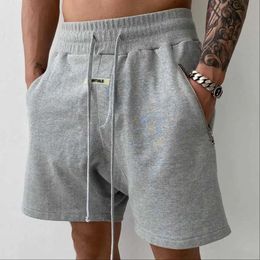 Hommes shorts en coton cinquième pantalon coulant squat fitness shorts gym usure à séchage rapide y2k zipper poche courte des hommes 240410