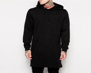 Men katoen vaste sweatshirts zwarte heren longline hoodies mode lange hoodie hiphop side zipper streetwear extra lange hiphop8165730