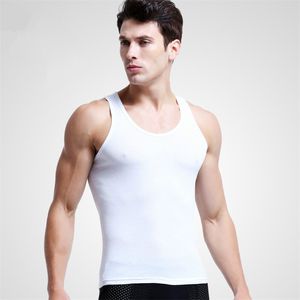 Hommes coton débardeurs sous-vêtements pour hommes maillot de corps chemises transparentes mâle Bodyshaper Fitness lutte Singlets large épaule