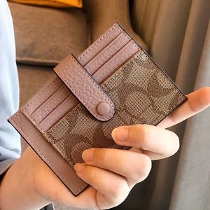 Men Cow Genuine Leather Business Card Holder Women Bifold Leather Credit Card Case Coin Purse
