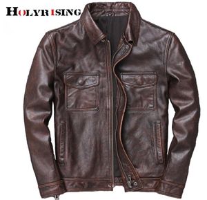 Men Cowhide Leather Veste Cuir Homme Mens 100 Echte lederen jassen Biker Vintage kwaliteit jas Blouson Cuir Homme 19023 LJ2010293746490