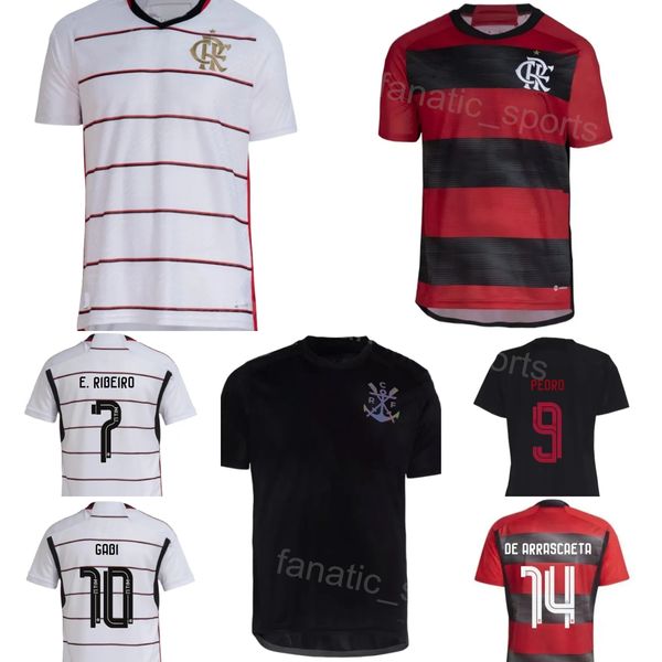 Hombres CR Flamengo Club Team 7 RIBEIRO Camisetas de fútbol 9 PEDRO 20 GERSON 16 LUIS 6 LUCAS 29 HUGO 10 GABRIEL 27 HENRIQUE 14 DE ARRASCAETA Kits de camiseta de fútbol Uniforme 23/24