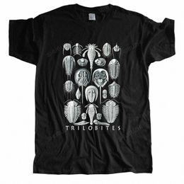 Camiseta con cuello redondo para hombre, camiseta de la marca Cot, camiseta negra con estampado de Trilobites de Haeckel, Fossils, Geology, nueva camiseta con estampado de manga corta para hombre 04zQ #