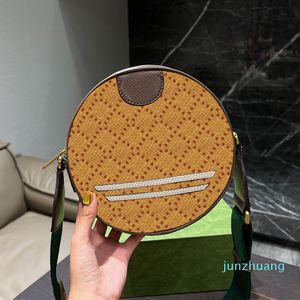 Mini bolso cruzado para hombre, bolsos de hombro circulares para mujer, monedero Cluch, bolsos de mano de moda Unisex, correa ajustable de cuero de alta calidad, hardware de letras clásicas 2022