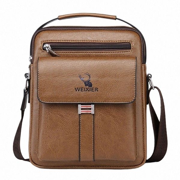 Hombres Crossbody Bolsas de hombro Impermeable Vintage Hombres Bolsos Gran capacidad PU Bolsa de cuero Hombre Menger Bolsas Bolsa de asas 27KJ #