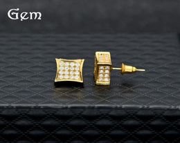 Männer Zirkonia Diamant Ohrringe Mode Herren Schmuck Hip Hop Kupfer Weiß Gold Gefüllt Kristall Stud Ohrring Jewelry1016593