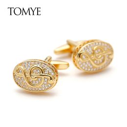 Boutons de manchette pour hommes TOMYE XK21S025 haute qualité luxe Zircon or Note de musique formelle affaires Texudo chemise de mariage boutons de manchette cadeaux 240130