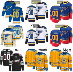 Men Custom St. Louis''Blues'''hockey Jerseys 25 Kyrou 89 Pavel Buchnevich 18 Robert Thomas 10 Brayden Schenn 72 Justin Faulk 20 Brandon Saad