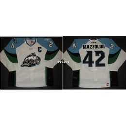 Hommes Personnaliser ECHL 2013 14 Alaska Aces 42 Nick Mazzolini Away Jersey Hockey Jersey ou personnaliser n'importe quel nom ou numéro rétro Jersey