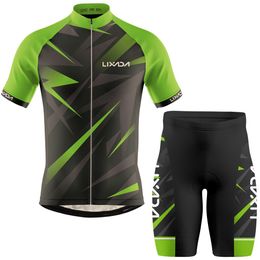 Heren wielershirt ademend fietsshirt met korte mouwen en gevoerde shorts MTB-kledingpak