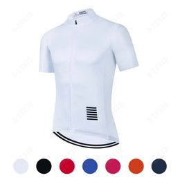 Heren Fietsen Jersey Wit Korte Mouwen Sneldrogende Kleding 19D Gel Pad Bib Pant Fietshirt MTB Bike Kleding Sportkleding 220226