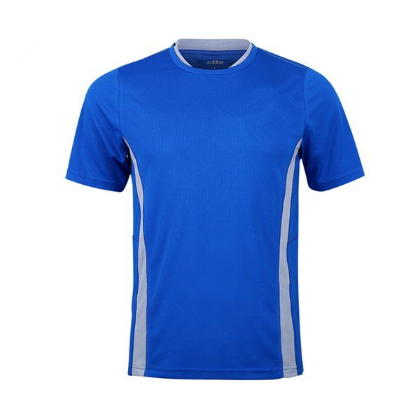 Hommes bleu foncé à manches courtes maillot de football équipe formation uniforme Football match chemise séchage rapide