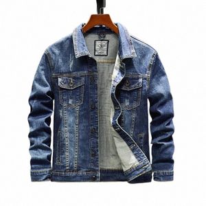 Hommes Bleu Foncé Printemps et Automne Jean Vestes Denim Manteaux Nouveau N Simple Denim Manteau Hommes Grande Taille Vestes Taille 5XL c3cr #