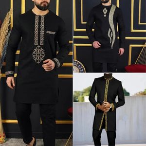Men Dashiki in 2-delige volle broeksets Afrikaanse traditionele outfit lange mouw heren luxe kleding kaftan elegant merkpak 240521
