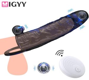 Juego de pene con vibración fina para hombres, anillo potenciador, extensor de pene, funda para erección, pene, juguetes sexys For7028819