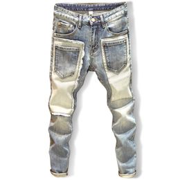 Mannen Denim Jeans Recht Versleten Gat Jeans Europa en Amerika Klassieke Oude Meerdere zakken Broek Pantalones Hombre Y2k Streetwear Cargo Broek
