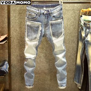 Men denim jeans recht versleten gat jeans Europa en Amerika klassieke oude broek pantalones hombre y2k streetwear vrachtbroek 240320