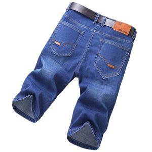 Men denim shorts de style estival Section mince élastique Force Slim Fit Short Jeans Vêtements de marque masculine bleu 240415
