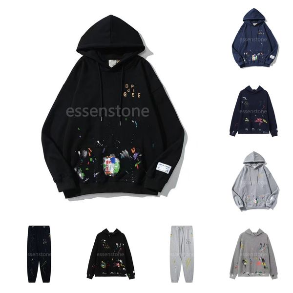 Hommes Depts Hoody Hommes Femmes Designers Sweats à capuche Mode DEPTs pantalons galerie sweats à capuche hauts vêtements Graffiti encre éclaboussures ensemble à capuche