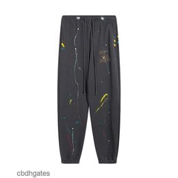 Mannen Deptt Handgeschilderde Zweet Gallerry Katoenen Broek Mode Graffiti Lange Inkt Broek Legging Heren Vrouwen Letters Afdrukken Irjf