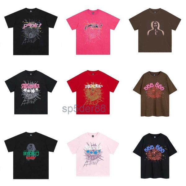 Diseñador de hombres 555 Sudaderas con capucha Mujeres Camisetas de verano Moda Casual Spider Web camiseta Jersey suelto Sp5der Tees Estéreo Hip Hop Sudaderas OCCM