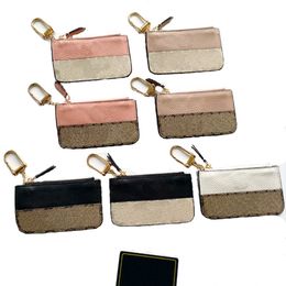 Titular de tarjetas Bank de diseñadores de hombres Mujeres Slim Zip Coin Purse Tolder de la tarjeta de crédito Luxury Mini Keychain Titular de tarjetas con caja con caja