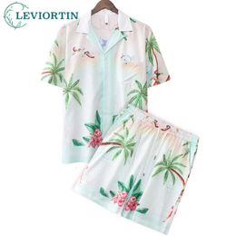 Hommes de créateurs de créateurs tenues shorts de chemise hawaïenne Luxury 2 pièces pour hommes Holiday Plant Tropical Imprimé Shirts à manches courtes 240430