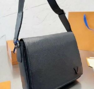 hommes designer DISTRICT PM dames classiques en cuir à carreaux noir / gris sac à bandoulière unique cartable petits hommes sacs de messager en cuir mallette pour ordinateur portable