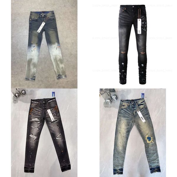 Diseñador de hombres para hombres Pantalones de la marca Púrpura Jeans Summer Hole 2023 Auto cultivación de bordado nuevo estilo y pies pequeños s