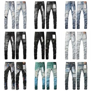 Paarse jeans heren designer jeans zwarte broek denim broek mode casual streetwear vakmanschap midden taille slanke rechte pijp broek herenkleding