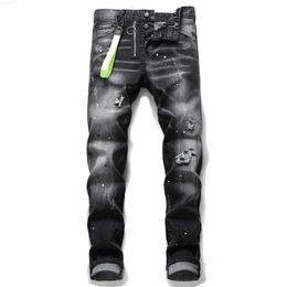 Heren Designer Jeans Badge Rips Stretch Slim Fit Gewassen Biker Moto Denim Broek Panelen Mode Dames Hogere kwaliteit Paars Jeansus1a