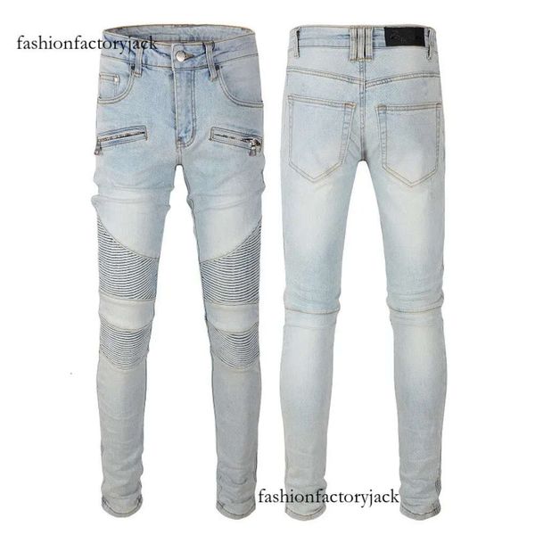 Hommes Designer Jeans Big et Tall Pantalons Denim pour homme Skinny Rock Biker Slim Bleu Hip Hop Boucle de mode pour hommes Longue fermeture éclair droite Lavé Adoucisseur solide