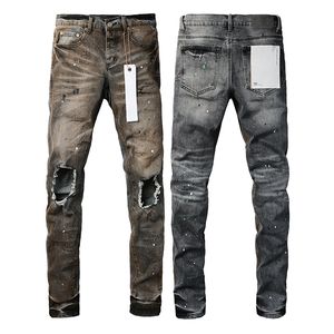 Designer d'hommes Jeans Purple Brand Brand Street Fashion Designer Jean Ripped Vintage Denim Traflers Mens Mens Summer Hole Hight Gray Denim With Tag for Men Women Youth en vente Yu 252