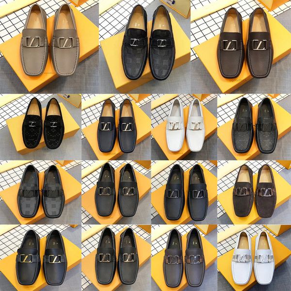 Hommes Designer Mocassins Chaussures Luxueux Classiques Italiens Or Mocassins Chaussures Habillées Noir Blanc Véritable Cuir Mariage Marche Drive Chaussures Taille 38-46