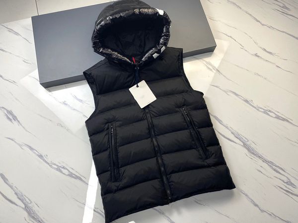 Hommes Puffer Vest Nouveau Hiver Casual Sans Manches Épais Vêtements Chaud Vers Le Bas Canard Gilet Mâle En Plein Air Puffer Veste De Mode Classique Survêtement Noir S-XXL