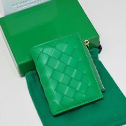 Heren Designer portemonnee dames Luxe portemonnee met ritssluiting Topkwaliteit echt lederen kaarthouder Modieuze Koreaanse versie stijl geweven portemonnee groene portemonnees met doos
