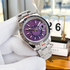 Men Designer Horloges Hoogwaardige Case Beweging Roestvrij staal Automatisch waterdichte Sapphire Glass Mechanisch 42 mm Sky Dweller Watch
