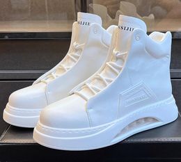 Heren ontwerper witte Martin laarsjes hoge platform sneakers vrijetijdsschoenen luchtkussenschoenen veterschoenen platte hak rubberen buitenzool laarzen outdoor mode laarzen