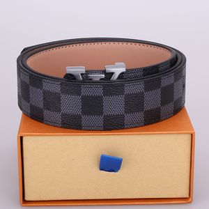 Men Designers Belts buckle genuine leather New men's belt smooth buckle belt letter youth plaid belt male Korean version of the trend casual