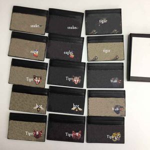 Diseñadores de hombres Titular de la tarjeta de alta calidad Patrón animal mini billetera Lona de cuero negro serpiente Tiger bee titulares de tarjetas de crédito mujeres monedero corto