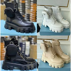 Mannen Designers Rois Boots Ankle Martin Boots en nylon laars Militair geïnspireerde gevechtslaarzen Nylon Bouch bevestigd aan de enkel Groot formaat met tassen NO43