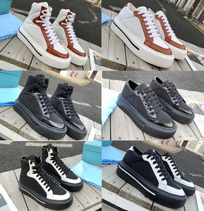 Mannen Ontwerpers Schoenen Leer Hoge Top Sneakers Luxe Vrouwen Re-Nylon Lace Up Vintage Casual Schoen Kalfsleer Platform platte Trainers 287