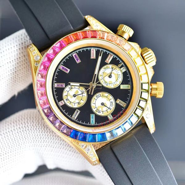 Reloj de diamantes para hombre Reloj de lujo Reloj de diseñador Reloj de marca famosa Reloj de moissanita Correa de acero inoxidable de caucho de 41 mm Diamantes de colores de lujo de moda naviforce reloj