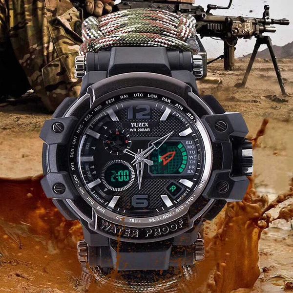 Reloj Digital para hombre, relojes deportivos militares de choque, reloj de pulsera de cuarzo con brújula resistente al agua a la moda, reloj Masculino G1022