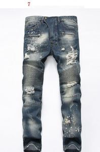 Mannen Distressed Ripped Jeans Mode Designer Rechte Motorfiets Biker Jeans Causale Denim Broek Streetwear Style Mens Jeans Cool