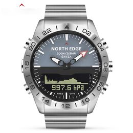 Orologio digitale da uomo per sport subacquei Orologi da uomo Esercito militare Luxury Full Steel Business Impermeabile 200m Altimetro Bussola NORTH EDGE3045