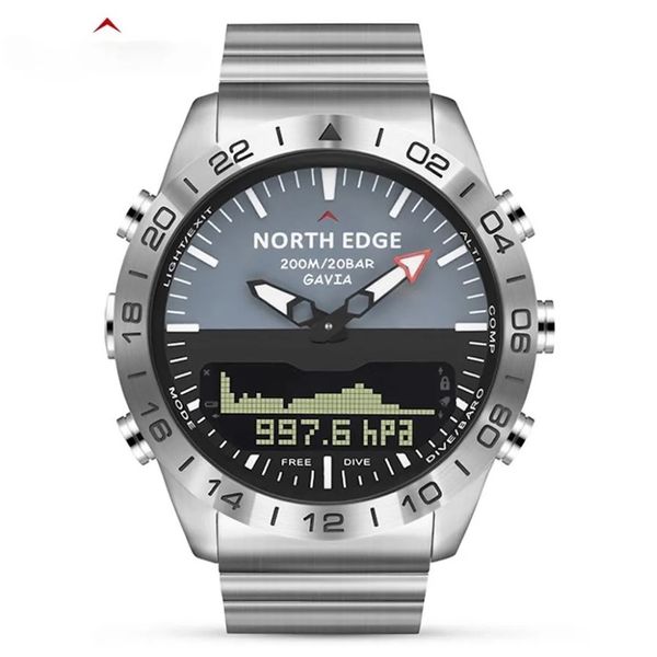 Men Dive Sports Digital Watch Mens Watchs Military Army Luxury Full Steel Business Imperproof 200m Altimeter Compass North Edge253y 242i