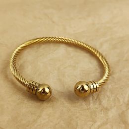 Hommes en forme de boule double bracelet ouvert bijoux en acier inoxydable en acier torsadé texture de texture bracelet d'anniversaire cadeau pour petit ami 240522